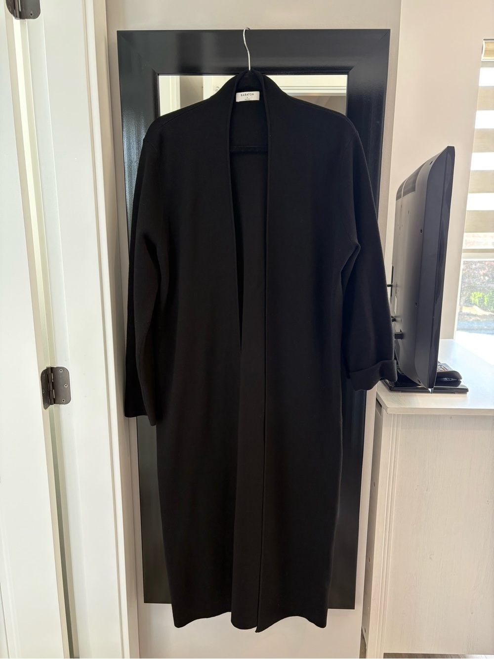 Babaton Black Long Open-Front Cartigan